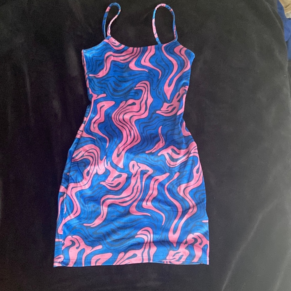 H&M Blue and Pink Velour Dress